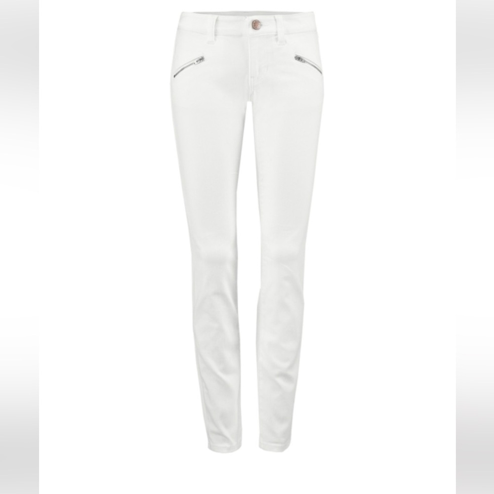 Cabi white zip skinny jeans- size 6-curvy